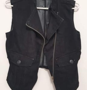 Deep navy bead detail jean vest